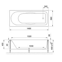 Акриловая ванна BellSan Тора 150x70 4627171530455 без гидромассажа — фото 3, Акриловые ванны