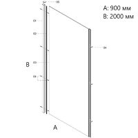 Душевая стенка Creto Nota 90 122-SP-900-C-B-6 (260080) профиль Черный матовый стекло прозрачное — фото 2, Душевые перегородки
