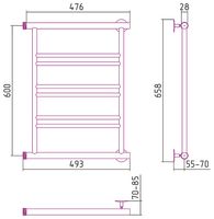 Водяной полотенцесушитель Сунержа Стилье Минор 600х500 00601-6050 Хром — фото 3, Водяные полотенцесушители