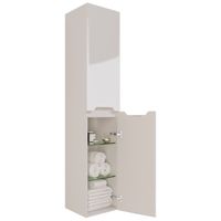 Пенал QL35, 35 см, подвесной/напольный, универсальный, 2 дверцы, 4 стеклянные полки, белый глянец — фото 2, Пеналы для ванной комнаты