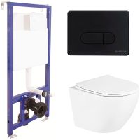 Комплект унитаза BelBagno Uno BB3105CHR/SC с инсталляцией Berges Novum D5 040235 с сиденьем Микролиф — фото 1, Комплекты унитаз + инсталляция