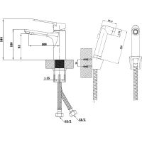 Смеситель для раковины ESKO Singapore Black SB 27H с гигиеническим душем Черный матовый — фото 4, Смесители для раковины