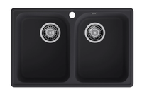 GRANFEST Мойка QUARZ 15 2-чаши 740*480мм черный арт.GF-Z- — фото 1, Кухонные мойки