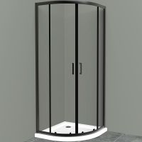 Душевой уголок BelBagno Uno 90х90 UNO-195-R-2-90-C-NERO профиль Черный матовый стекло прозрачное — фото 1, Душевые уголки четверть круга