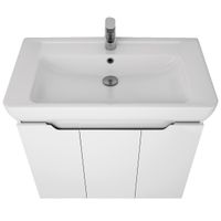 Тумба Q PLUS (D), 80 см, подвесная/напольная, 3 дверцы, с опорами, белый глянец — фото 9, Тумбы под раковину