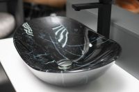 Товар: Раковина-чаша CeramaLux 60 7404BM Черный мрамор - фото 3 Раковина-чаша CeramaLux 60 7404BM Черный мрамор — фото 3, Раковины накладные