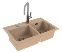 Мойка для кухни ALVEUS GRANITAL ATROX 50 BEIGE - G55 в комплекте с сифоном 1132822, — фото 3, Кухонные мойки