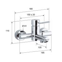 Смеситель для ванны Remer Minimal Хром арт-N052 — фото 2, Смеситель для ванны