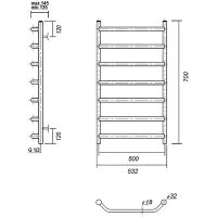 Водяной полотенцесушитель Domoterm Лаура П7 500x700 Золото — фото 3, Водяные полотенцесушители