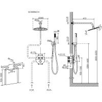 Душевая система Sancos Link SC3005MB с термостатом Черная матовая — фото 8, Встраиваемые душевые комплекты