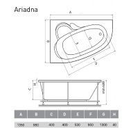 Акриловая ванна Relisan Ariadna 135x95 L Гл000001460 без гидромассажа — фото 2, Акриловые ванны