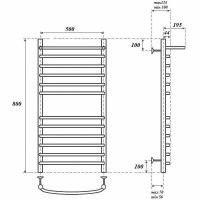 Водяной полотенцесушитель Point Альфа PN05158SP П11 500x800 с полкой Хром — фото 5, Водяные полотенцесушители