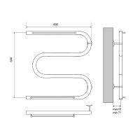 Водяной полотенцесушитель Melodia della vita Simple Shelf М-образный 60х60х1 MTRSS6060 с полкой Поли — фото 2, Водяные полотенцесушители