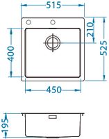 Товар: Мойка для кухни PURE 30 KMB-90 515X525 в компл. с сифоном 1127252, - фото 2 Мойка для кухни PURE 30 KMB-90 515X525 в компл. с сифоном 1127252, — фото 2, Кухонные мойки