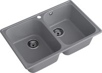 GRANFEST Мойка QUARZ 15 2-чаши 740*480мм темно-серый арт.GF-Z- — фото 2, Кухонные мойки