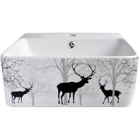 Раковина-чаша Bronze de Luxe 42 1060BD Белый глянец с серо-черным рисунком — фото 2, Раковины накладные