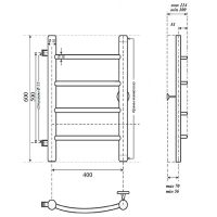 Водяной полотенцесушитель Point Афина PN04546 П4 400x600 с боковым подключением 500 Хром — фото 9, Водяные полотенцесушители