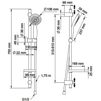 Душевой гарнитур Swedbe Hermes 5106B Черный матовый — фото 5, Душевые гарнитуры