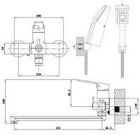 Смеситель для ванны ESKO Singapore Black SB 31 универсальный Черный матовый — фото 3, Смеситель для ванны