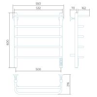 Электрический полотенцесушитель Larusso Стандарт КС П5 500х600 4670078536587 с полкой Белый — фото 2, Электрические полотенцесушители