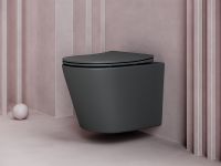 Унитаз Ceramicanova Balearica CN6000MDH подвесной Темный антрацит матовый с сиденьем Микролифт — фото 9, Подвесные унитазы