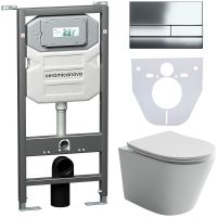 Комплект унитаза с инсталляцией Ceramicanova Balearica CN6000_1002CH_1000 с сиденьем Микролифт и кла — фото 1, Комплекты унитаз + инсталляция