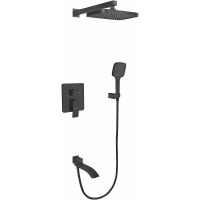 Душевая система Rose R15H R1535H Черная матовая — фото 1, Встраиваемые душевые комплекты