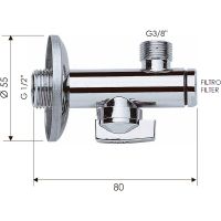 Запорный вентиль Remer 1231238 Хром — фото 2, Комплектующие для туалета