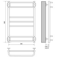 Водяной полотенцесушитель Melodia della vita Fusion Square 50x80 П7 MTRFQ5080 Полированная сталь — фото 2, Водяные полотенцесушители
