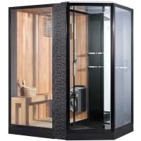 Душевая кабина Orans 180x130 L 89103lb с сауной профиль Черный стекло прозрачное — фото 1, Душевые кабины