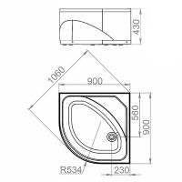 Акриловый поддон для душа Melodia della vita Segment 90x90 MTYST9090H Белый — фото 2, Акриловые душевые поддоны