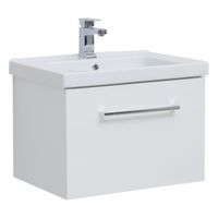 Тумба BIG INN, 65 см, подвесная, 1 ящик + выдвижной внутренний ящик, белый глянец арт-77.0201W — фото 5, Тумбы под раковину