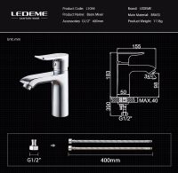 Смеситель для раковины Ledeme H34 1034L Хром — фото 5, Смесители для раковины