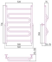 Водяной полотенцесушитель Сунержа Стилье Универсал-51 800х500 00651-8050 Хром — фото 3, Водяные полотенцесушители
