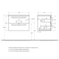 База под раковину подвесная CEZARES ECO-CER-N-700-2C-SO-BL — фото 2, Тумбы под раковину