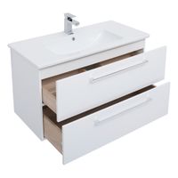 Тумба GIO, 100 см, подвесная, 2 ящика, белый глянец — фото 9, Тумбы под раковину