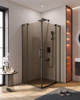 Душевой уголок CEZARES SLIDER-AH-2-70/80-80/90-BR-NERO — фото 1, Прямоугольные душевые уголки