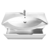 Тумба LAGUNA, 105 см, подвесная, 1 ящик, белый глянец — фото 2, Тумбы под раковину