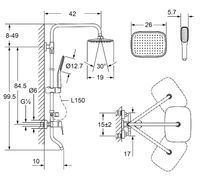 Душевая система Laguraty 7000AX Черный Золото — фото 7, Душевые системы