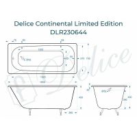 Чугунная ванна Delice Continental Limited Edition 165x70 DLR230644 без отверстий под ручки и антиско — фото 2, Чугунные ванны