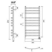 Электрический полотенцесушитель Domoterm Калипсо П10 500x800 ER Золото — фото 2, Электрические полотенцесушители