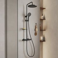 Товар: Душевая система Milardo Ideal Spa ILSBLTHM89 с термостатом Черная матовая - фото 1 Душевая система Milardo Ideal Spa ILSBLTHM89 с термостатом Черная матовая — фото 1, Душевые стойки