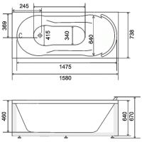 Акриловая ванна BellSan Риана 160x74 4627171530363 без гидромассажа — фото 3, Акриловые ванны