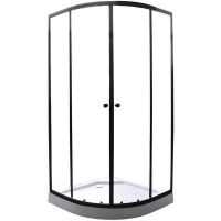 Душевой уголок Parly 90x90 ZE911B профиль Черный стекло прозрачное — фото 1, Душевые уголки четверть круга