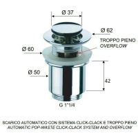 Донный клапан Remer 906CC2114 click-clack Хром — фото 2, Донные клапаны