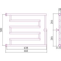 Водяной полотенцесушитель Сунержа High-Tech+ L 500x650 30-4052-5065 Белый матовый — фото 3, Водяные полотенцесушители
