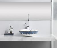 Раковина-чаша Bronze de Luxe Lotos 40 5008 Белая Синяя — фото 4, Раковины накладные