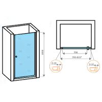 Душевая дверь в нишу Parly 80 профиль Черный стекло прозрачное арт-DE80B — фото 2, Распашные душевые двери