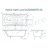 Чугунная ванна Delice Haiti Luxe 160x80 DLR230637R-AS с отверстиями под ручки с антискользящим покры — фото 2, Чугунные ванны