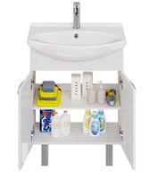 Тумба ALDA D, 65 см , подвесная/напольная, 2 дверцы, белый глянец, под ум. Лагуна 65 — фото 5, Тумбы под раковину